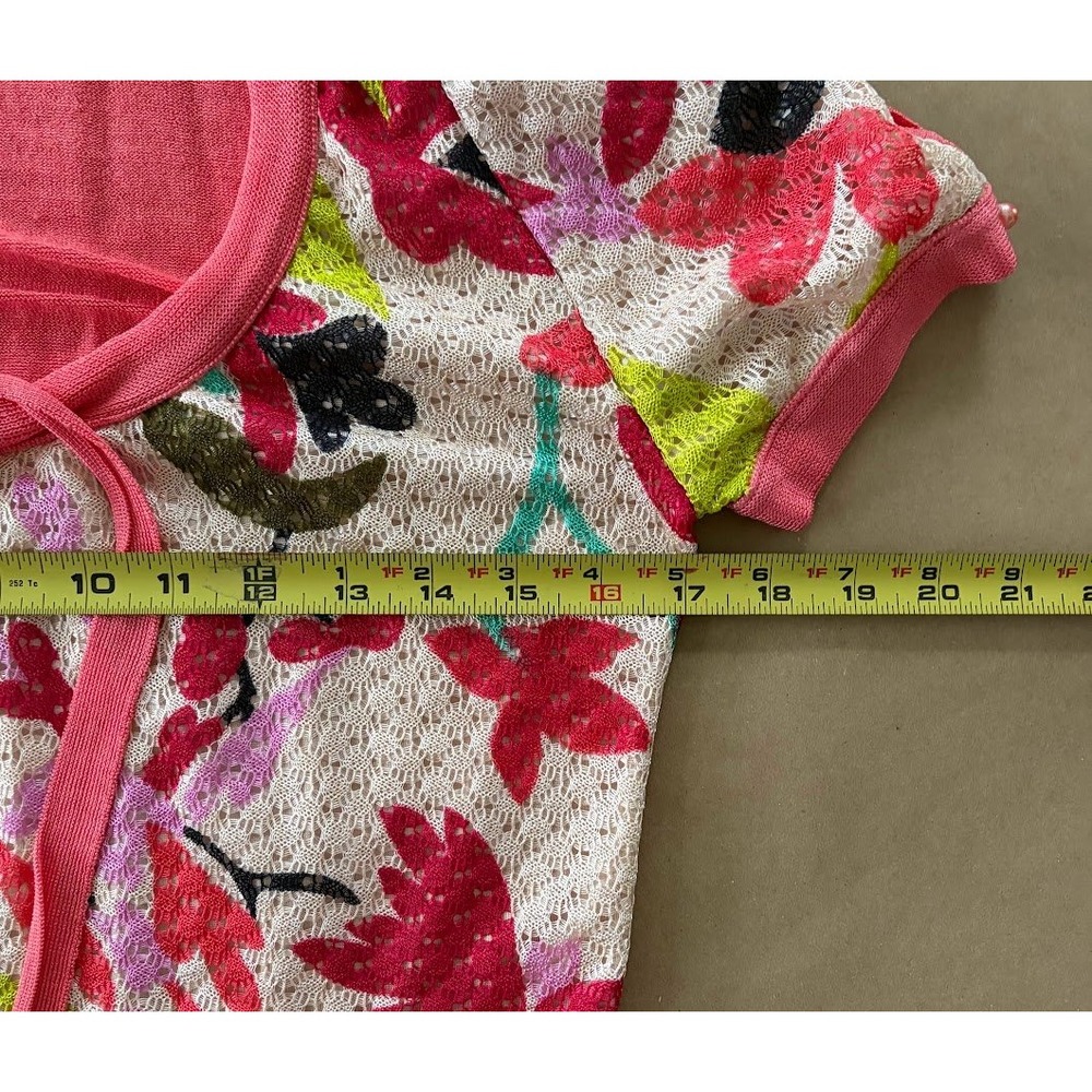 Dolce‎ Cabo Womens XL Floral Cold Shoulder Knit Top Tropical Resort Vacation Y2K - Picture 9 of 10